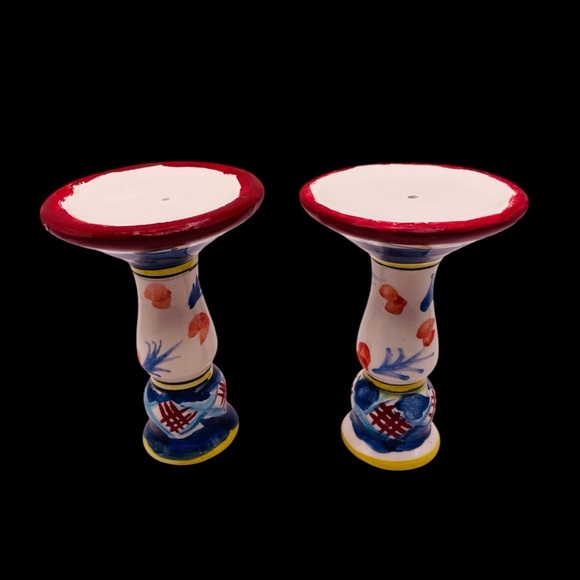 Hand painted Italian style, ceramic candlesticks, colorful Deruta Majolica Pair - Picture 5 of 13